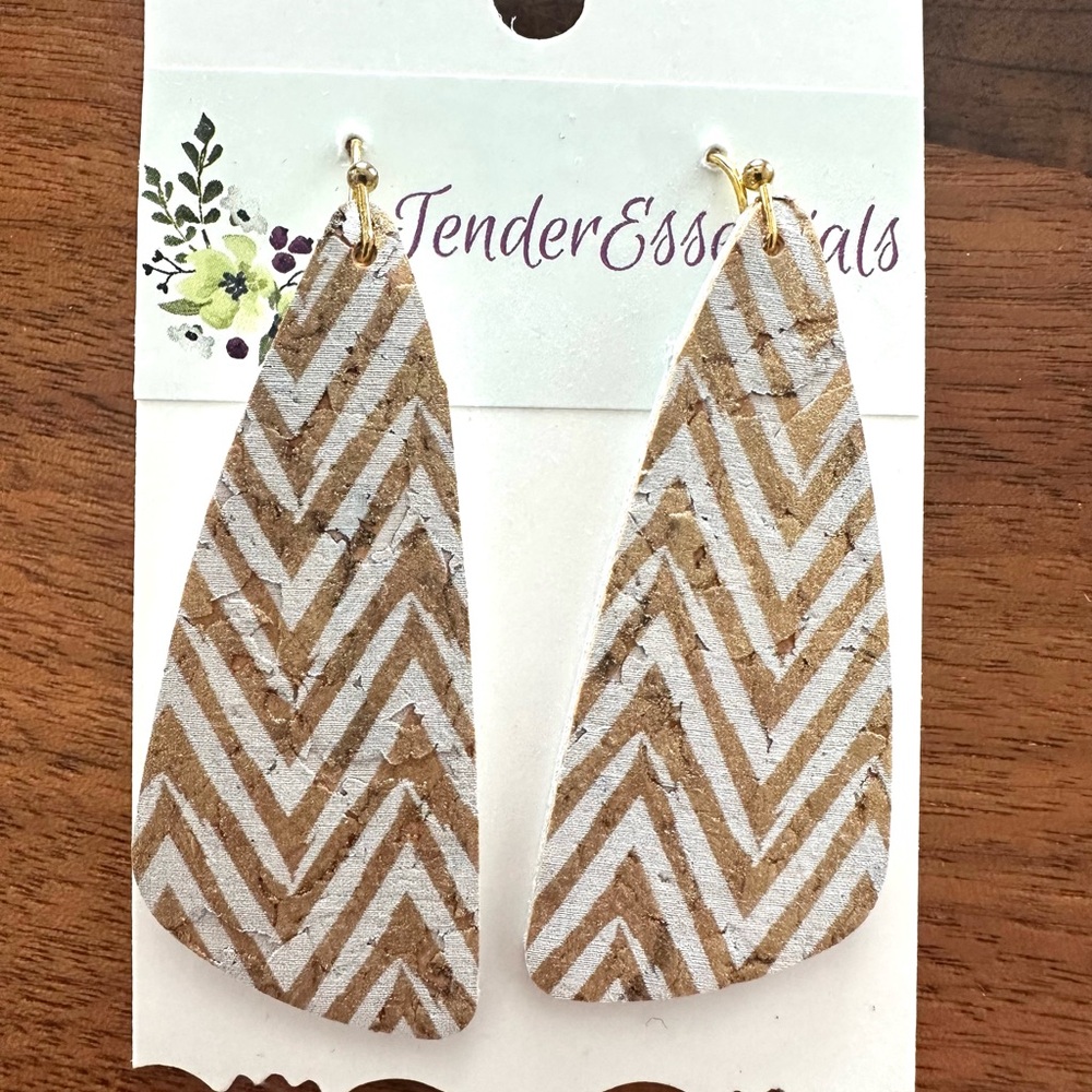 Chevron Patterned Cork Earrings